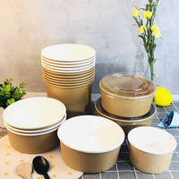 Conteneur alimentaire en papier kraft biodégradable réutilisable, emballage pour salade, boîte à salade à emporter, boîte à biscuits, emballage anti-fuite