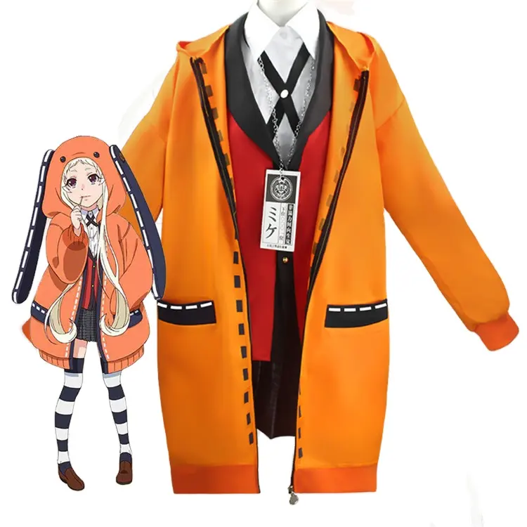 Kakegurui компульсивный игрок Оранжевый кролик длинное пальто Косплей костюмы Yomotsuki Runa куртка халат аниме костюмы