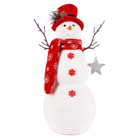 Nouvelle Sculpture de Bonhomme de Neige en Tricot Rouge Douillet avec Chaussette de Noël Miniature pour Décoration Rustique de Cheminée ou de Fenêtre