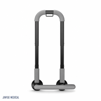 Barre d'assistance de lit réglable à installation sans outil, avec lumière à capteur de mouvement, pieds à ventouse en acier à haute teneur en carbone, hauteur réglable en 14 niveaux, pour seniors