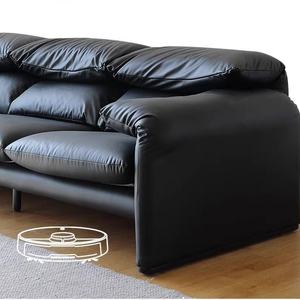 Canapé 3 places de luxe italien de haute qualité, style vintage moderne, en cuir véritable avec coussins moelleux pour salon - Product Image 5