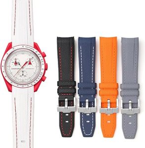Vente chaude 20mm Bracelet De Montre En Fibre De Carbone Grain En Caoutchouc De Silicone Bracelet De Montre Compatible avec pour Omeg S-watch <span class=keywords><strong>Moonwatch</strong></span> - Product Image 2