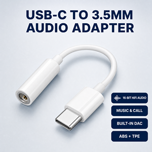 Adaptateur audio USB-C 16 bits vers prise casque 3,5 mm, câble DAC HiFi court pour écouteurs, pour musique sur téléphone, CE RoHS, vente en gros - Product Image 1