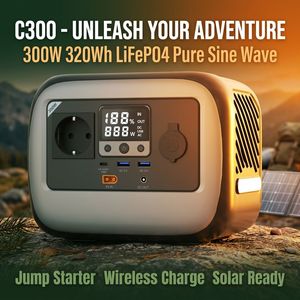 Estación de Energía Portátil de 300W, Generador Solar de 320Wh, Onda Sinusoidal Pura, Inalámbrico, Respaldo de Energía para Exteriores - Product Image 4