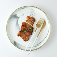 Assiette et bol en fil d'or en marbre bleu et blanc texturé ensemble de 3 ensemble de vaisselle de luxe en porcelaine de mariage