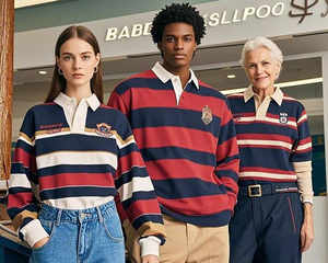 <span class=keywords><strong>Polo</strong></span> de rugby brodé surdimensionné de haute qualité avec logo personnalisé, manches longues, rayé, style streetwear, en coton - Product Image 5