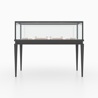 Nouvelle marque de serrure de magasin conception de comptoir acier or plancher verre vitrine bijoux vitrine avec éclairage