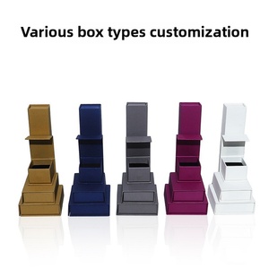 Custom New Fashion Satin Velvet Flip Jewelry <b>Storage</b> Simple Book Shape Magnetic Ring Earring Bracelet Necklace Display Stand - Product Image 3