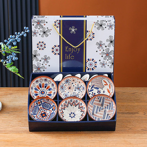 Customizable Cheap Ceramic Tableware Gift Box <b>Set</b> 2 4 <b>6</b>-Piece Bowl with Spoon Elegant <b>Dinnerware</b> <b>Sets</b> - Product Image 1