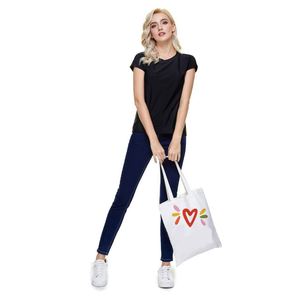 High Quality Cute Shopping Family Friends <b>Gifts</b> Women Reusable Love Canvas Tote Cotton <b>Bag</b> for Packing - Product Image 5