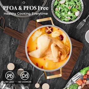 Ensemble de casseroles de luxe haut de gamme en acier inoxydable pour la cuisine domestique, avec marmites antiadhésives, poêles en verre amovibles et poêle à sauter - Product Image 5