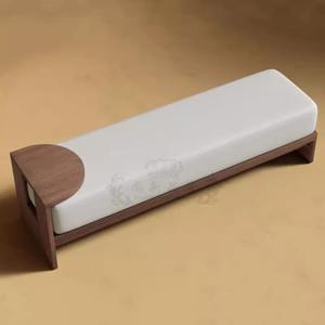 Simple Chinese Style Solid Wood Sofa <b>Stool</b> With Fabric Cushion For Living Room Bedroom Entryway Home Use - Product Image 3