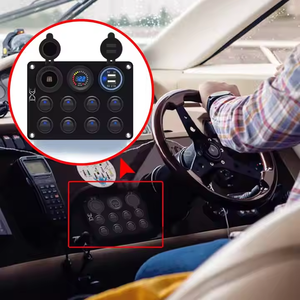 Dc 12V/24V kép QC 3.0 USB sạc 8 gang Rocker chuyển đổi bảng điều chỉnh không thấm nước đa chức năng ON-OFF chuyển đổi cho công nghiệp sử dụng màu xanh - Product Image 3