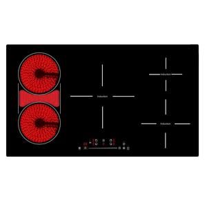 Cuisinière à <span class=keywords><strong>induction</strong></span> hybride deux en un de <span class=keywords><strong>90</strong></span> <span class=keywords><strong>cm</strong></span> et plaques de cuisson en céramique combinées - Product Image 1