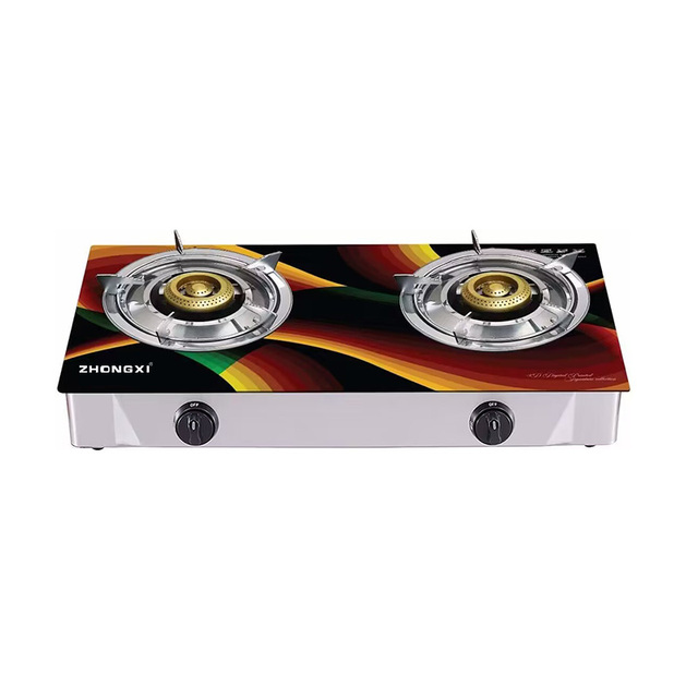 JE-SGS0247 Modern Style Double Burner Gas Cooktop 8mm Tempered Glass Desktop Cooker Stove Home Appliance Kitchen Cooktop