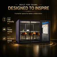 Cabine de réunion insonorisée de 2,3 m de hauteur, cabine de conférence acoustique avec table, tableau blanc, porte en verre, éclairage LED