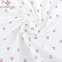 HAPPEAK vente en gros Double gaze tissus de mousseline personnalisé cerise imprimé coton gaze tissu pour bébé vêtements