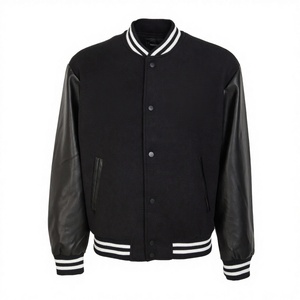 Wholesale <b>Men</b> Casual Wear Formal Varsity <b>Jacket</b> High Quality Plus Size Reversible Winter Sheep <b>Leather</b> Sleeves Standard - Product Image 3
