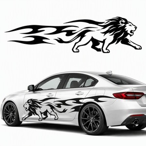 Autocollant latéral de voiture personnalisé <span class=keywords><strong>Lion</strong></span> en flamme, graphiques de carrosserie sur mesure, autocollant de porte en vinyle imprimé OEM, vente en gros XGS DECAL - Product Image 1