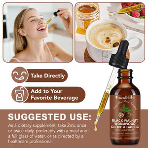 Acentiallabs Plant Extract Black Walnut Wormwood Clove <strong>Garlic</strong> Liquid Drops Restore Gut Balance Black Walnut Wormwood Liquid Drop - Product Image 3