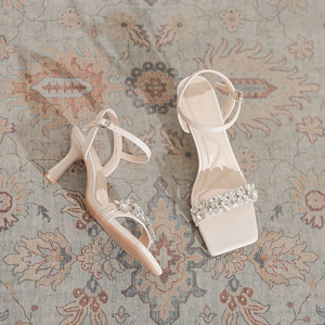 Sandalias de Tacón Alto con Correa de Botón y Cristales, Estilo Francés, para Mujer, Estilo Noble y de Hada - Product Image 4