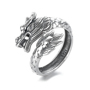 Bague ouverte en argent pur S925, motif ethnique, <span class=keywords><strong>animal</strong></span> porte-bonheur, zodiaque, <span class=keywords><strong>dragon</strong></span>, style chinois, zircon, anniversaire, usage quotidien - Product Image 1