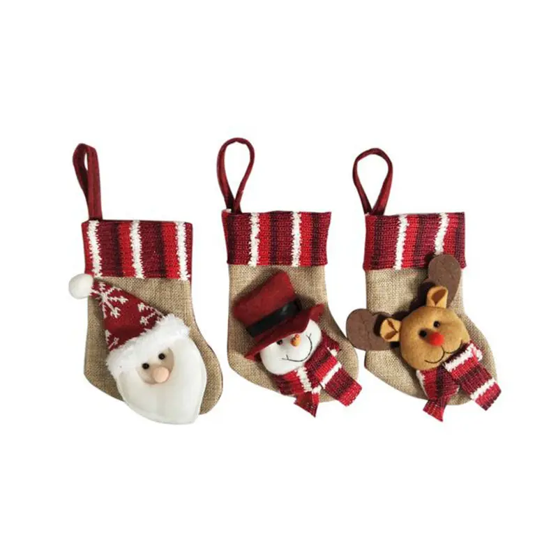 Weihnachten farmhouse christmas stocking cute christmas stocking candy gift sock christmas decoration three assorted