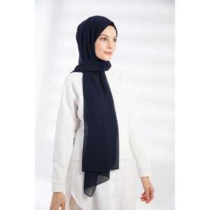 Pañuelo de Chifón Azul Marino Largo y Ligero 100% Poliéster para Mujer, Teñido Liso - Product Image 1