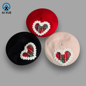 Béret français personnalisé avec logo OEM/ODM, style peintre coréen doux en laine perlée, collection automne-hiver, faible MOQ - Product Image 1
