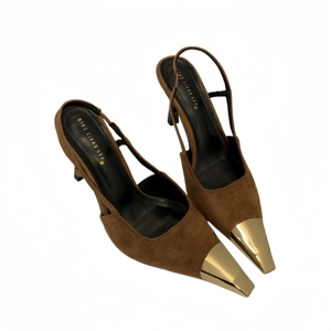 Nouvelles Sandales Pointues Ouvertes à l'Arrière 2024, Tête Métallique Tendance, Style Sœur Royale, Élégantes Chaussures à Talons Hauts pour Femmes - Product Image 6