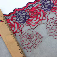 Zèle romantique fleur dentelle garniture bordure dentelle coupe pour la mode faisant robe tissu