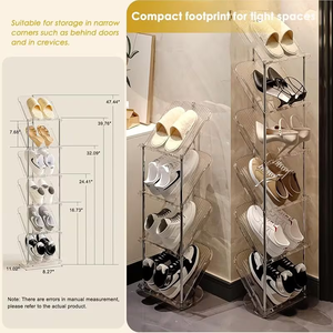 Étagère à chaussures inclinée étroite à 6 niveaux personnalisée, étagère de rangement et d'organisation de chaussures transparente, étagère à chaussures verticale robuste - Product Image 3