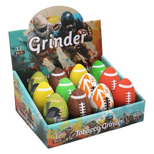 Rugby shaped creative metal cigarette grinder, personalized sports style, convenient and durable four layer spice grinder - Product Image 5