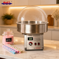 Machine à Barbe à Papa Commerciale Numérique en Acier Inoxydable avec Couvercle Dôme Anti-Bulles