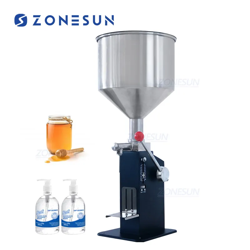 ZONESUN ZS-MGT1S मैनुअल लोशन कॉस्मेटिक मूंगफली का मक्खन सॉस शहद क्रीम दही गुड़ जाम जार बोतल पेस्ट भरने की मशीन