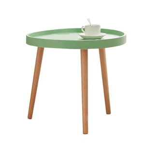 Tavolino da Salotto <span class=keywords><strong>Verde</strong></span> con Vassoio Rotondo, Tavolini da Caffè Multifunzionali in Legno e <span class=keywords><strong>Plastica</strong></span>, Tavolino da Divano per Camera da Letto - Product Image 1