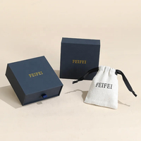 Boîte à bijoux personnalisée avec logo imprimé, boîte à bijoux en velours recyclable, pochette à cordon, sac en papier et boîte d'emballage pour bijoux