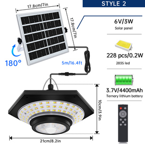 Lampe solaire IP65 pour abri de jardin, suspension solaire intérieure/extérieure, 228/180 LED, 1000LM, 5 modes avec télécommande pour grange, gazebo, garage - Product Image 4