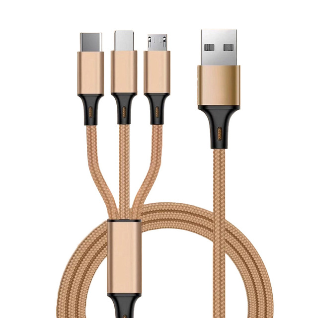 Hotselling Custom Logo 3 in 1 USB Cable Fast Charging Type C Charger Data Charge Micro USB Cable for Mobile Phone Power Bank