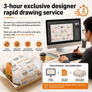 Papier d'aluminium alvéolé de qualité traiteur, taille personnalisée, isolant, avec logo imprimé pour l'emballage de burgers et sandwichs à emporter - Product Image 4