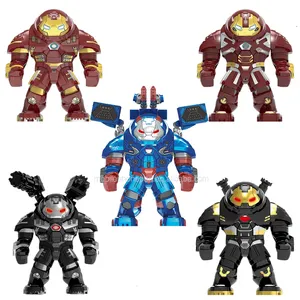 Toptan yapı taşları büyük kahramanlar-Hulkbuster savaş makinesi yeni büyük boy eylem demir Partriot Metal parlak renkli süper kahramanlar yapı taşları şekil plastik oyuncak