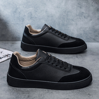 Chaussures de skateboard en cuir PU et daim pour hommes, baskets plates décontractées rétro, semelle en caoutchouc résistante à l'usure, chaussures de marche quotidiennes