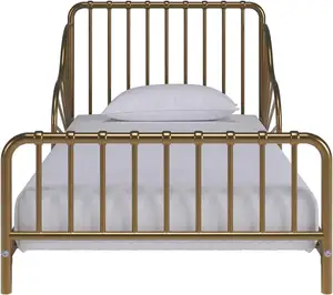ベストセラー卸売低価格ロールオーバー画像で拡大サイズリトルシードクイン気まぐれな金属幼児用ベッド、ゴールド