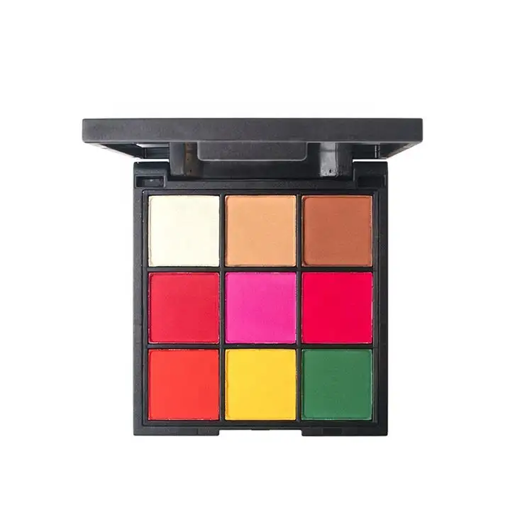 Tidak ada Logo gaya baru Makeup panggung sangat berwarna 9 warna kotak persegi piring telanjang Mini Eyeshadow Trayray