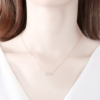 Kalung Liontin Bambu Angka Keberuntungan 8 Berlapis Emas 18K dengan Zirkon Mikro-Inlaid Mewah Gaya Jepang-Korea
