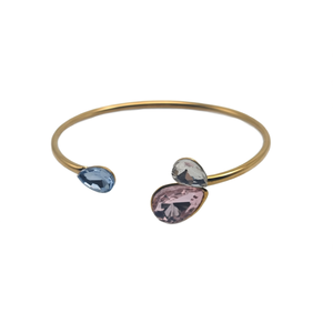 SmileJoyas YE350-S240-14277 Fashion Trendy 316L Stainless Steel Gold Plated <b>Crystal</b> & Rhinestone Unisex Cuff <b>Bracelets</b> - Product Image 2