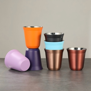 Mini 80ml thép không gỉ nhỏ ly rượu hai lớp đơn giản nhà chống bỏng trực tiếp uống cà phê cốc nhiệt - Product Image 1
