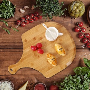 Bamboo Pizza Pan Fan Shaped Cutting Board Multi Functional Kitchen Tray For <b>Steak</b> And Bread - Product Image 2