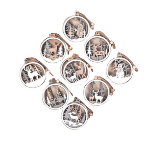 Renne en bois Père Noël Bonhomme De Neige Boule De Noël Décoration Suspendue Arbre De Noël Ornement Décoration - Product Image 1