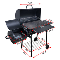 Barbecue fumoir à charbon en acier thermolaqué à trois fonctions avec chariot – Design moderne